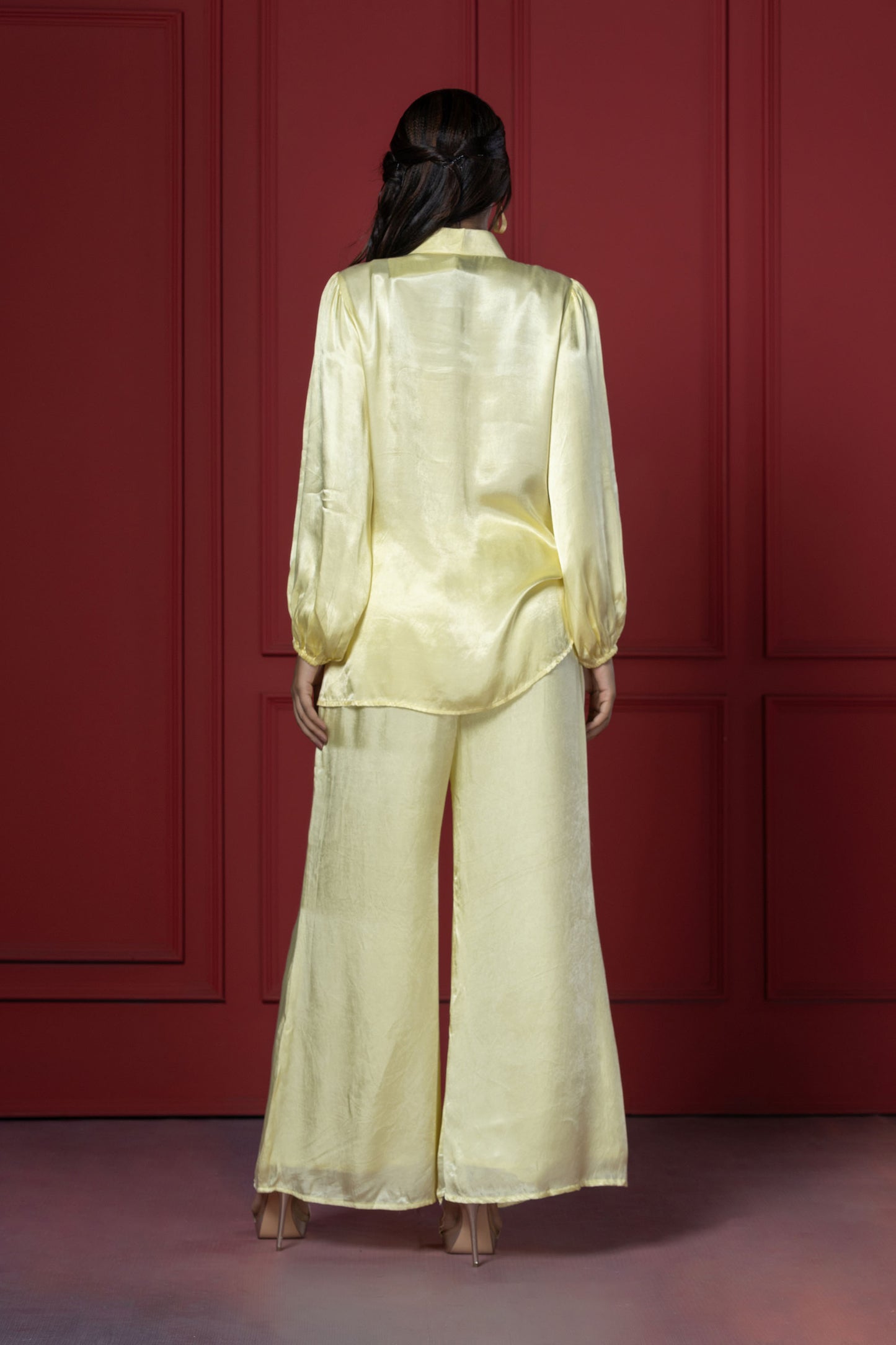 Lime Yellow Stone Work Coord Set