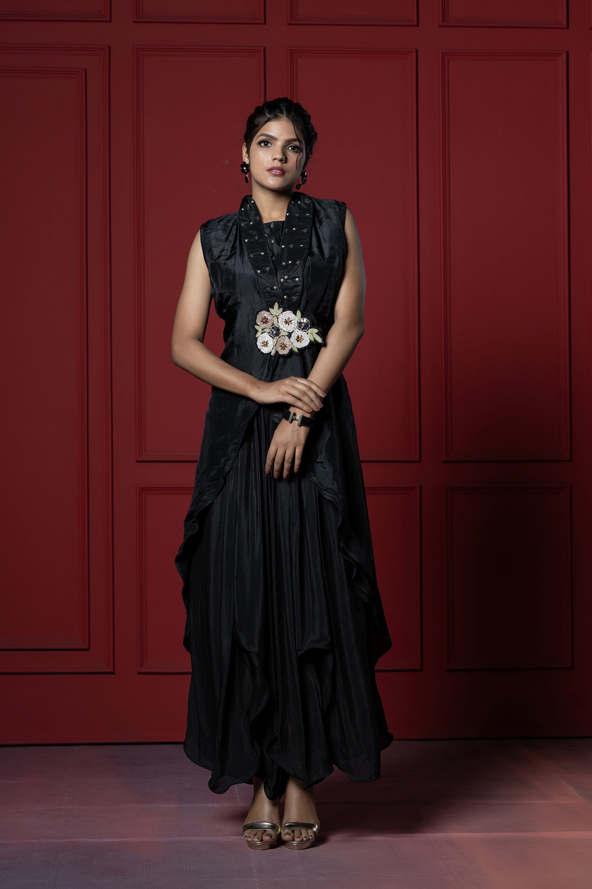 Black Indo Western Long Gown Jacket Mohi fashion Black Indo Western Long Gown Jacket Mohi fashion