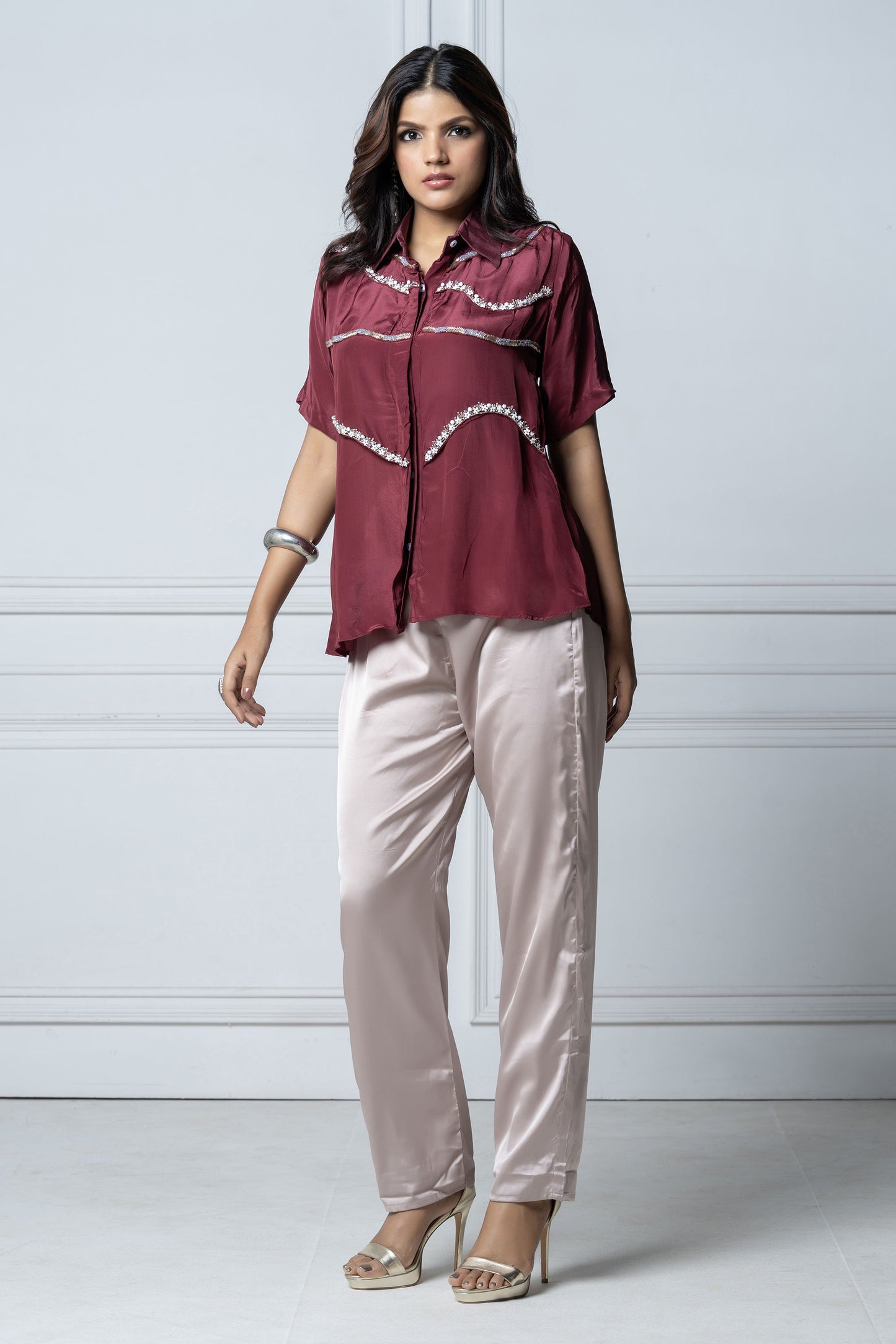 Maroon Criss-Cross Pant Set