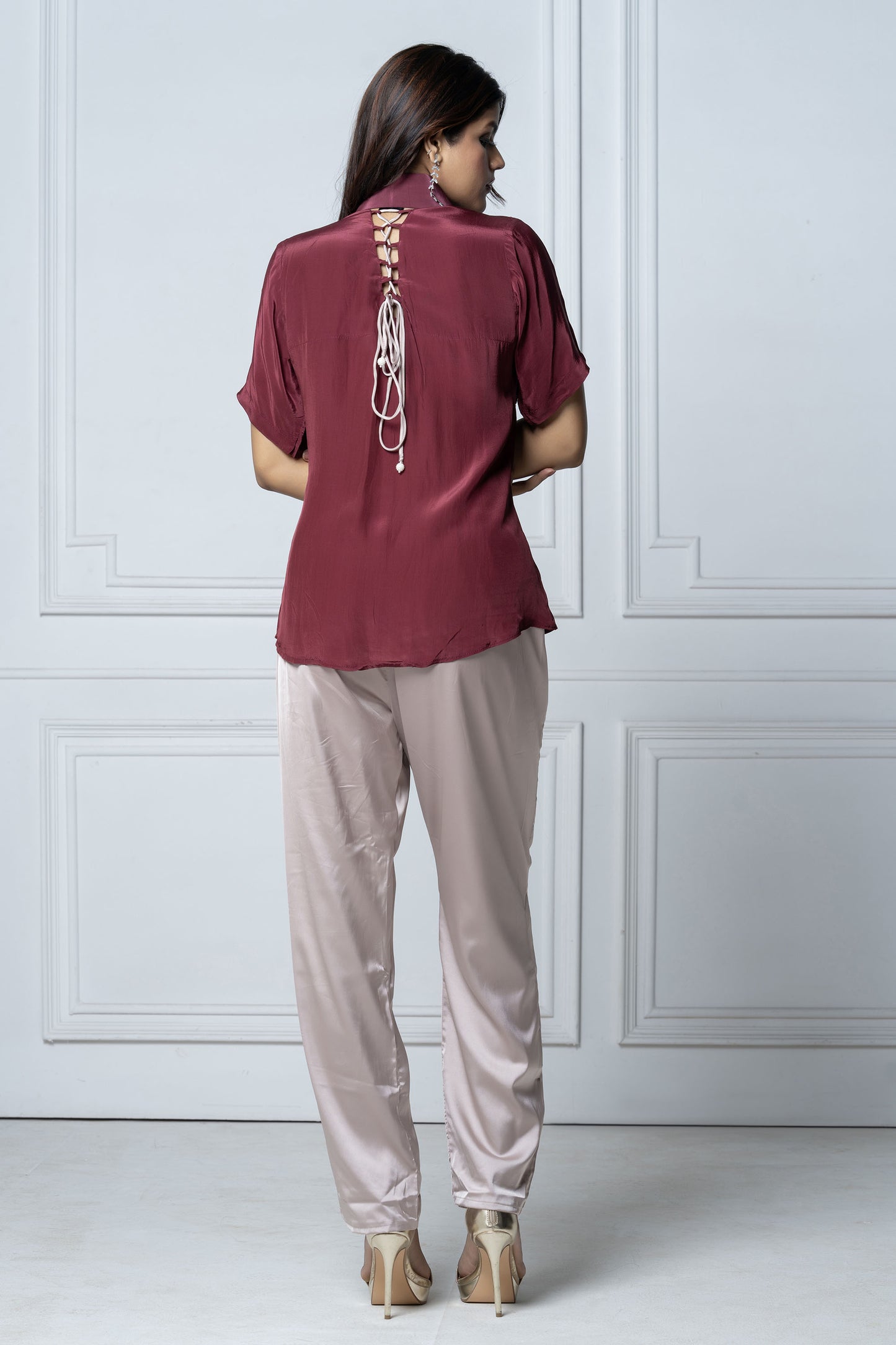 Maroon Criss-Cross Pant Set