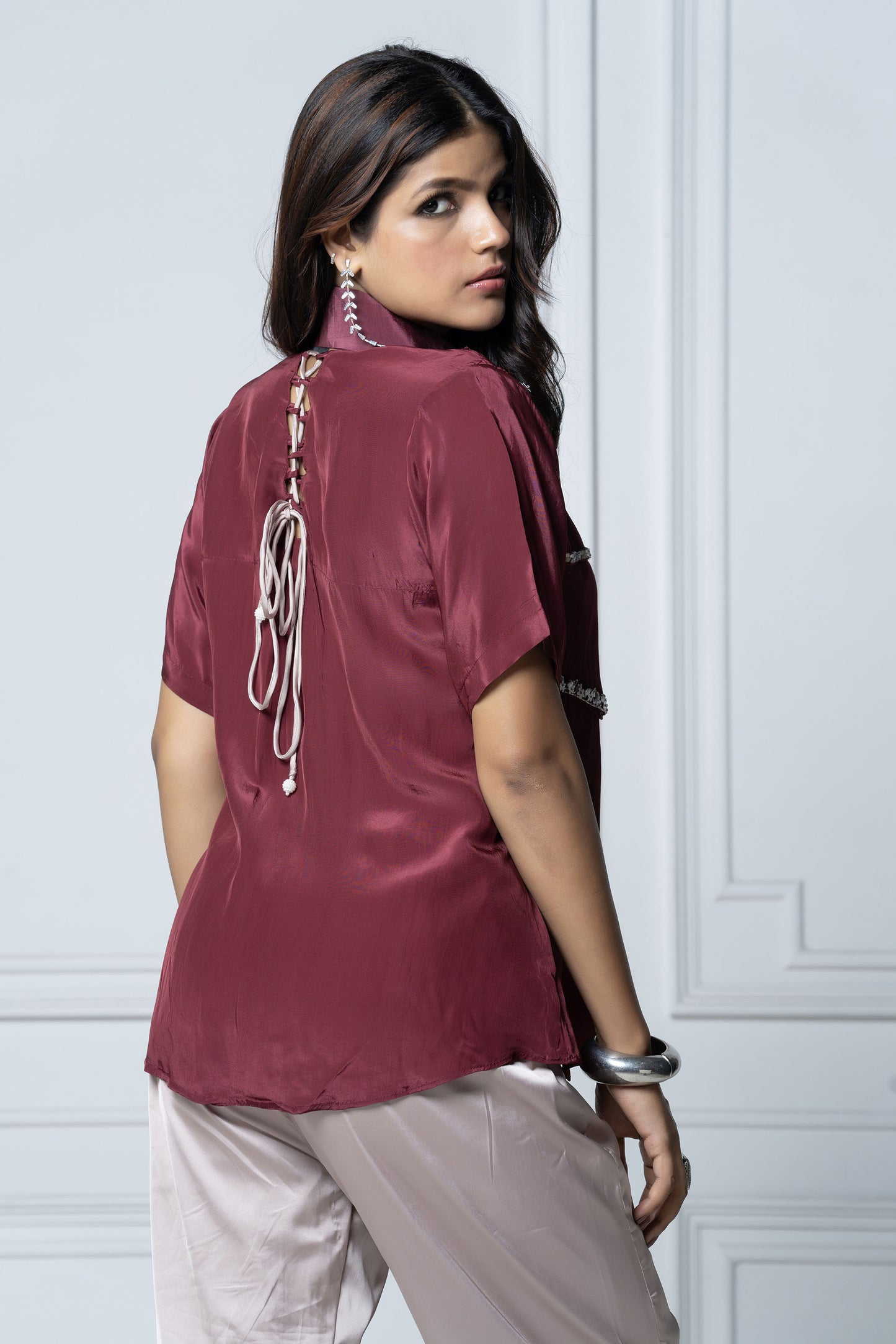 Maroon Criss-Cross Pant Set