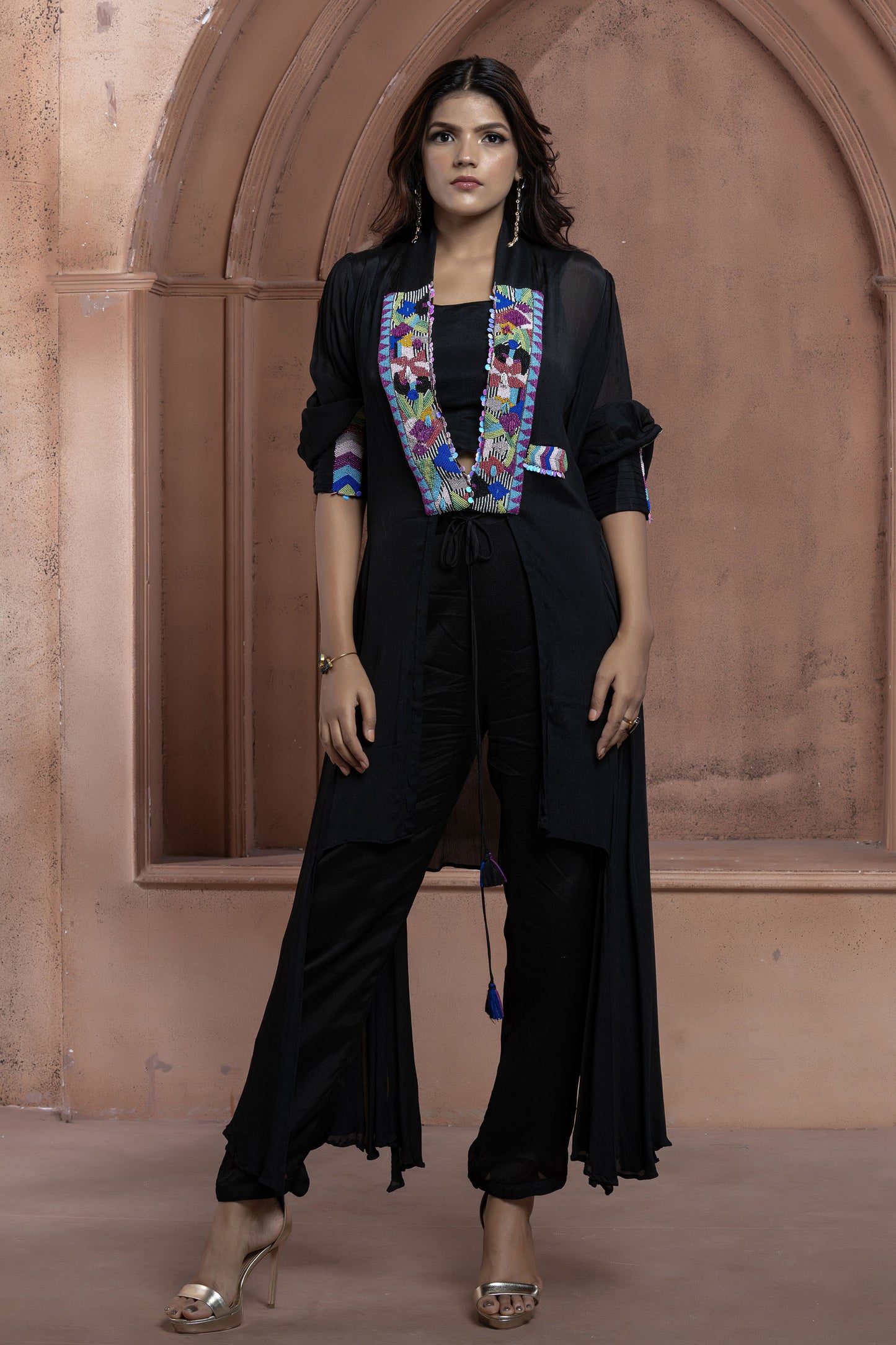 Black Chinnon Jacket Set