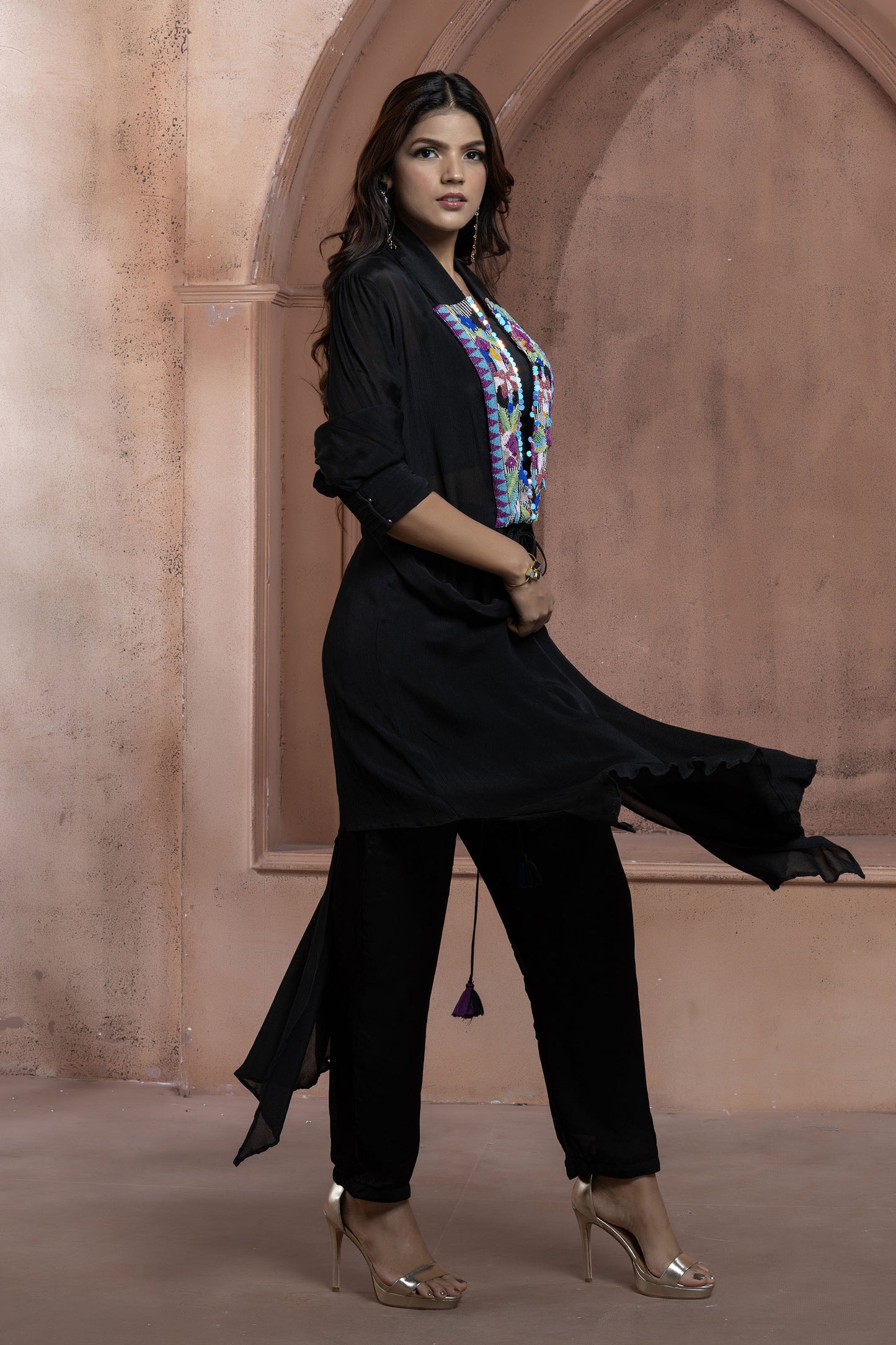 Black Chinnon Jacket Set