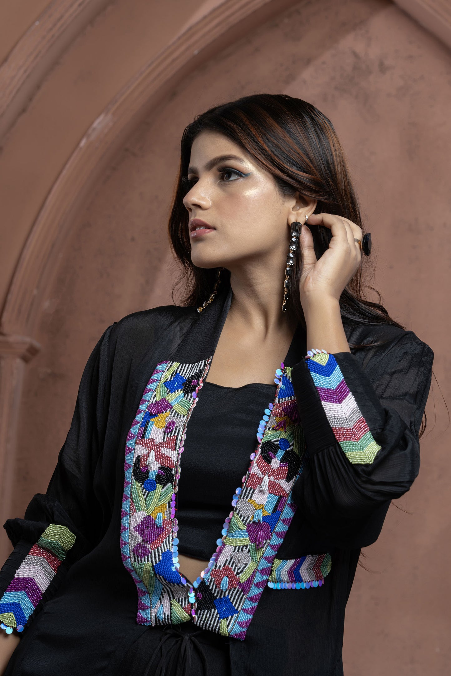 Black Chinnon Jacket Set