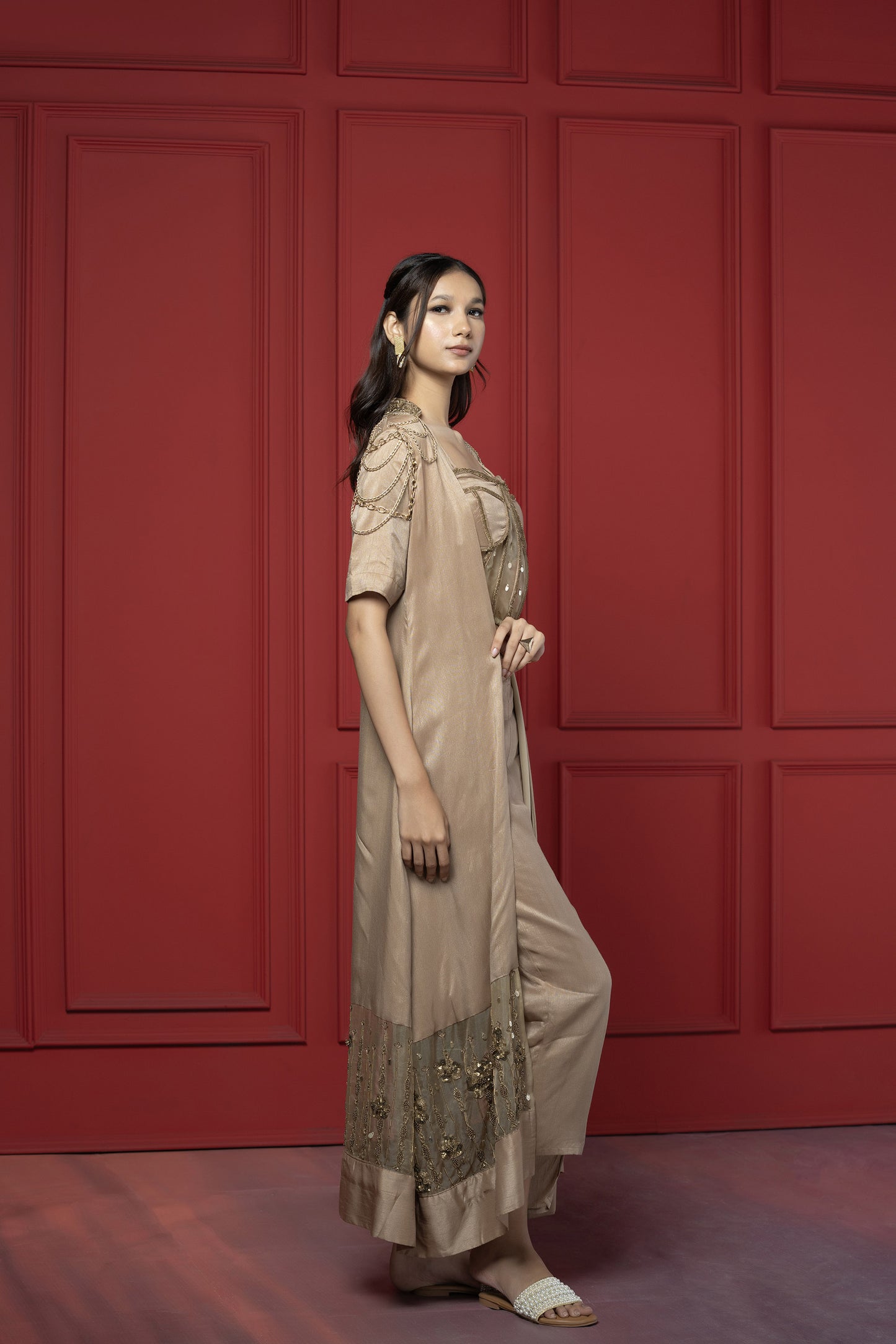 Copper Dola Silk 3-Piece Corset Jacket Set