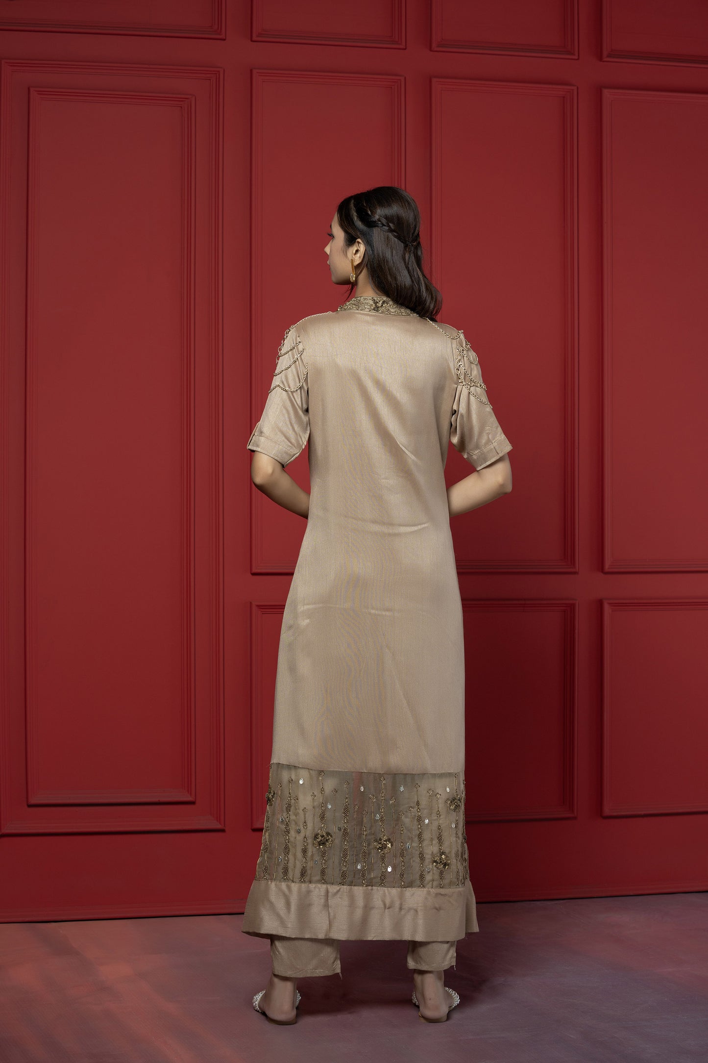 Copper Dola Silk 3-Piece Corset Jacket Set