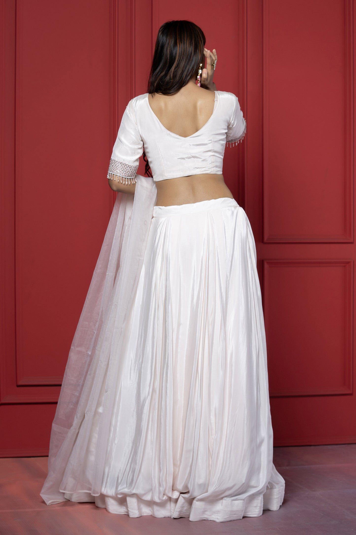 Baby Pink Organza crystal Lehenga Set