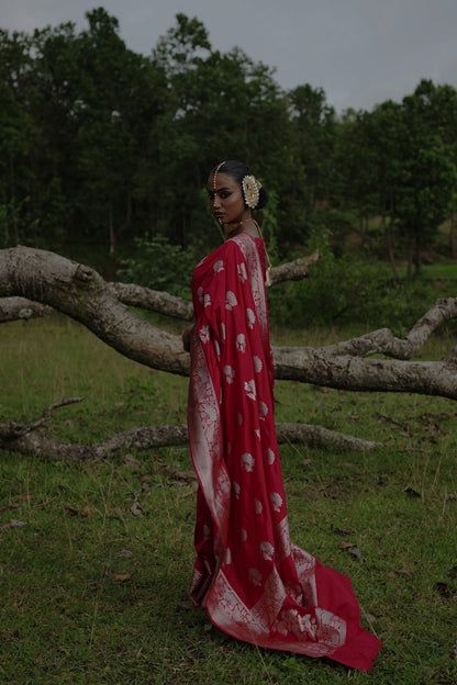Ranangana saree I Red Katan Silk Banarasi Handloom Saree