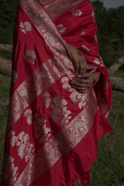 Ranangana saree I Red Katan Silk Banarasi Handloom Saree