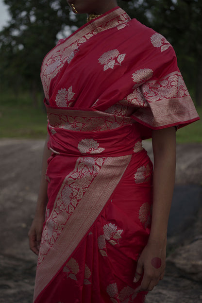 Ranangana saree I Red Katan Silk Banarasi Handloom Saree