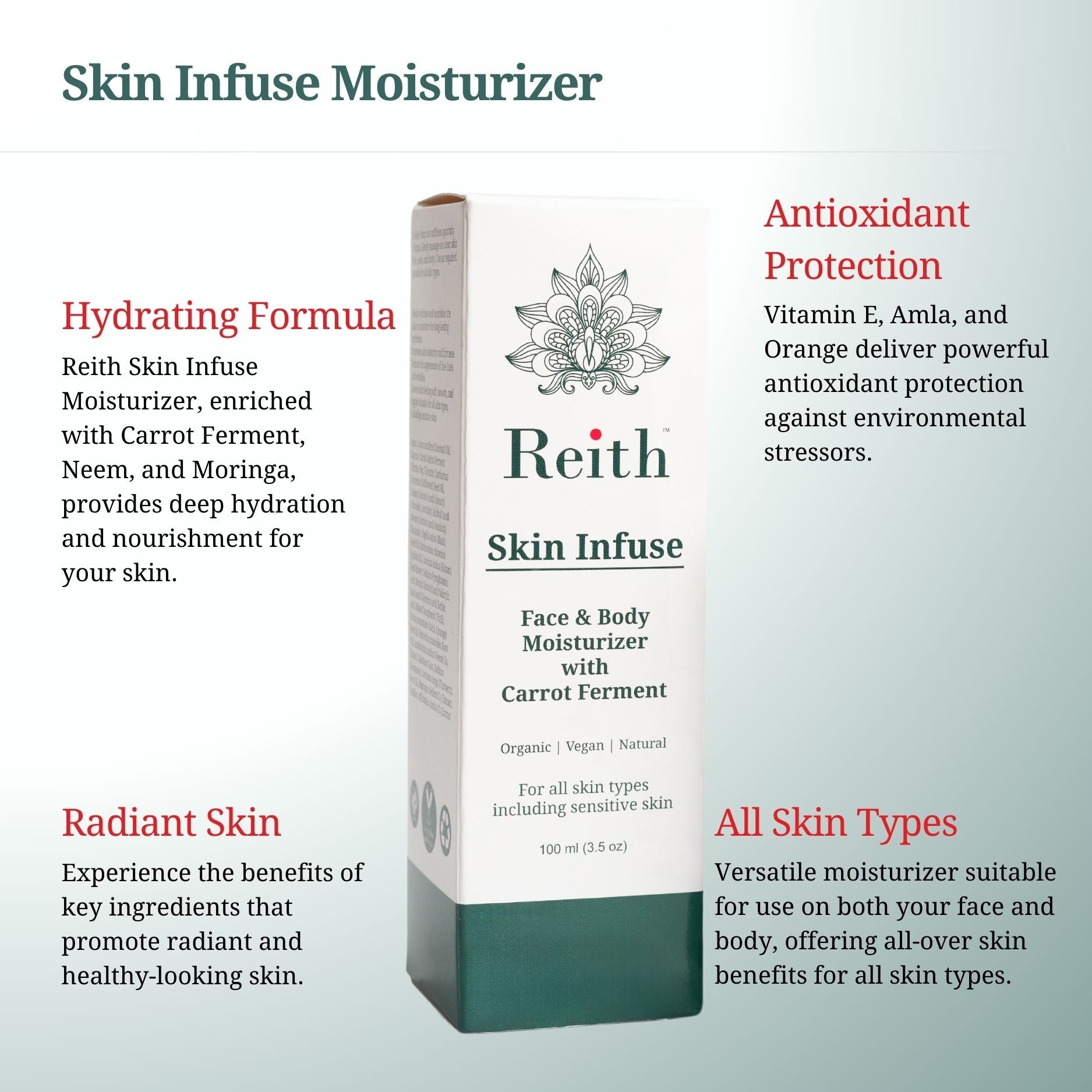 Reith Skin Infuse Face & Body Moisturizer with Carrot Ferment, Reith: Probiotic Skin Care