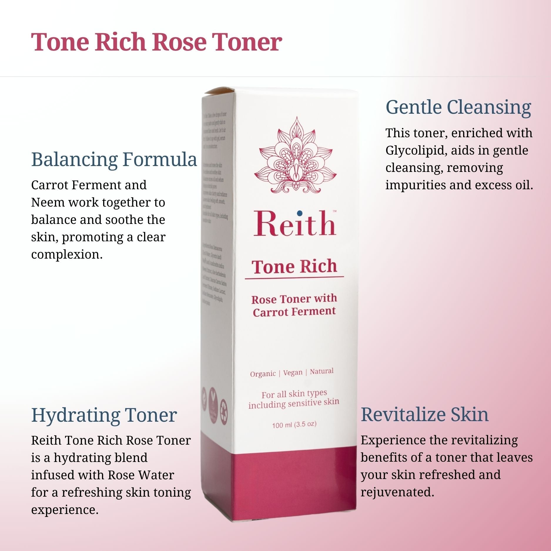 Reith Tone Rich Rose Toner with Carrot Ferment, Reith: Probiotic Skin Care