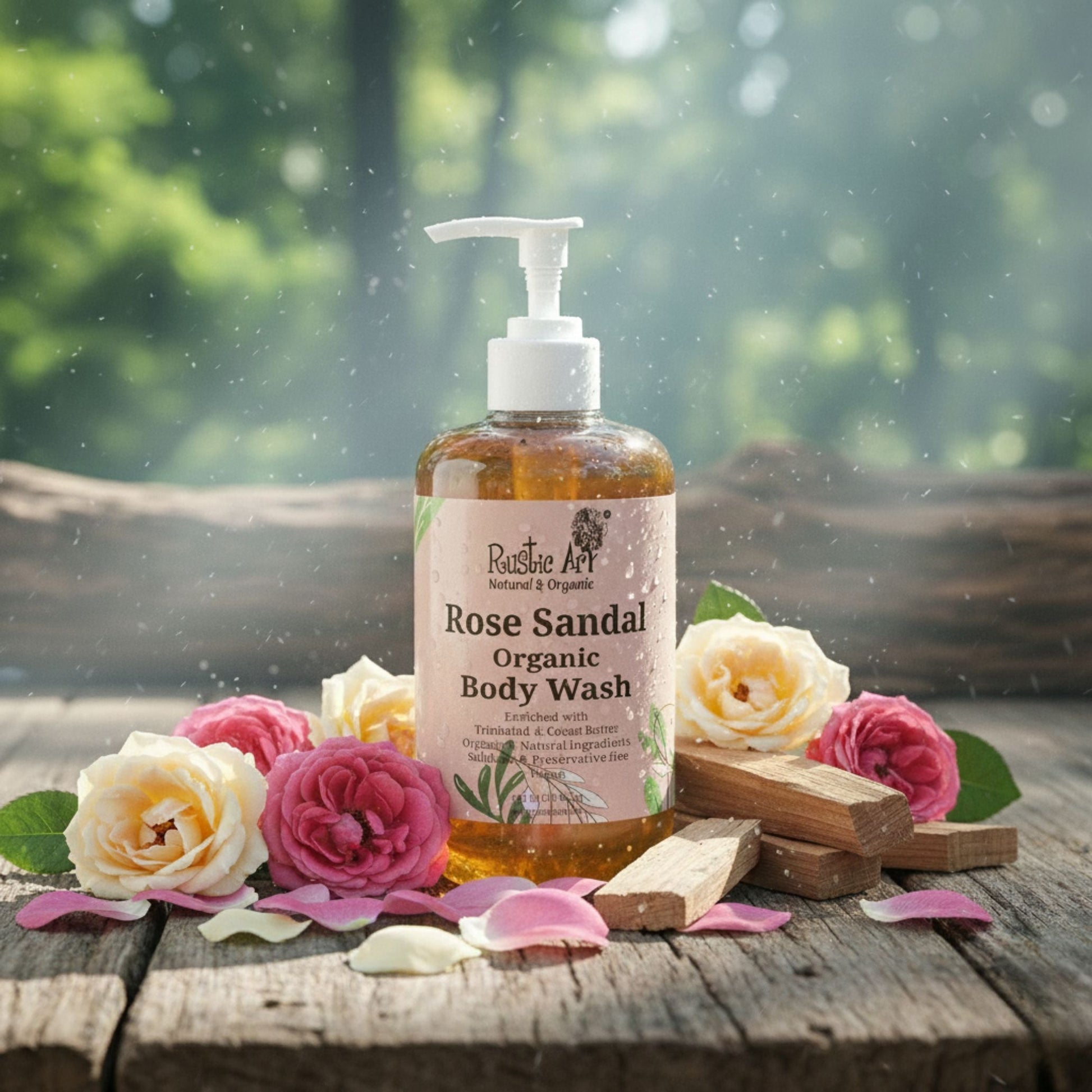 Rose Sandal Body Wash (300ml), Rustic Art