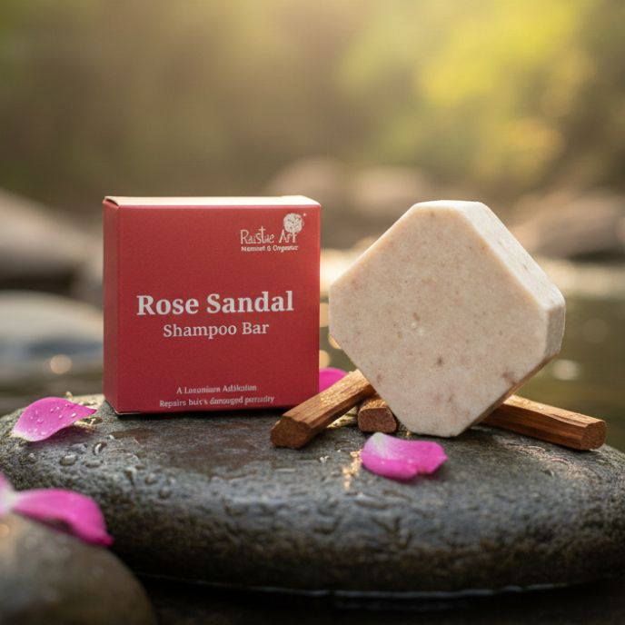 Rose Sandal Shampoo Bar | Dry Damaged Hair, Frizzy Hair (75g)