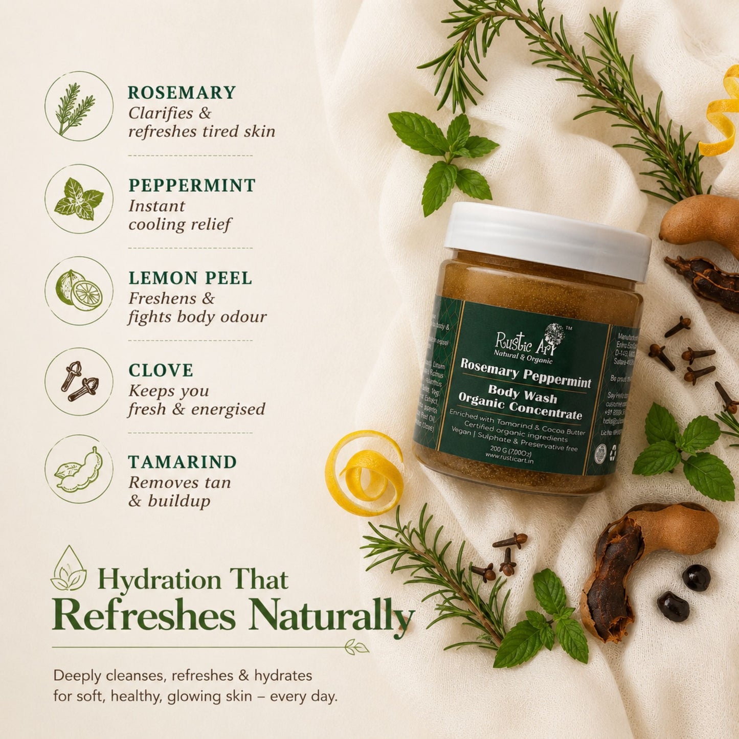 Rosemary Peppermint Body Wash Concentrate 200g