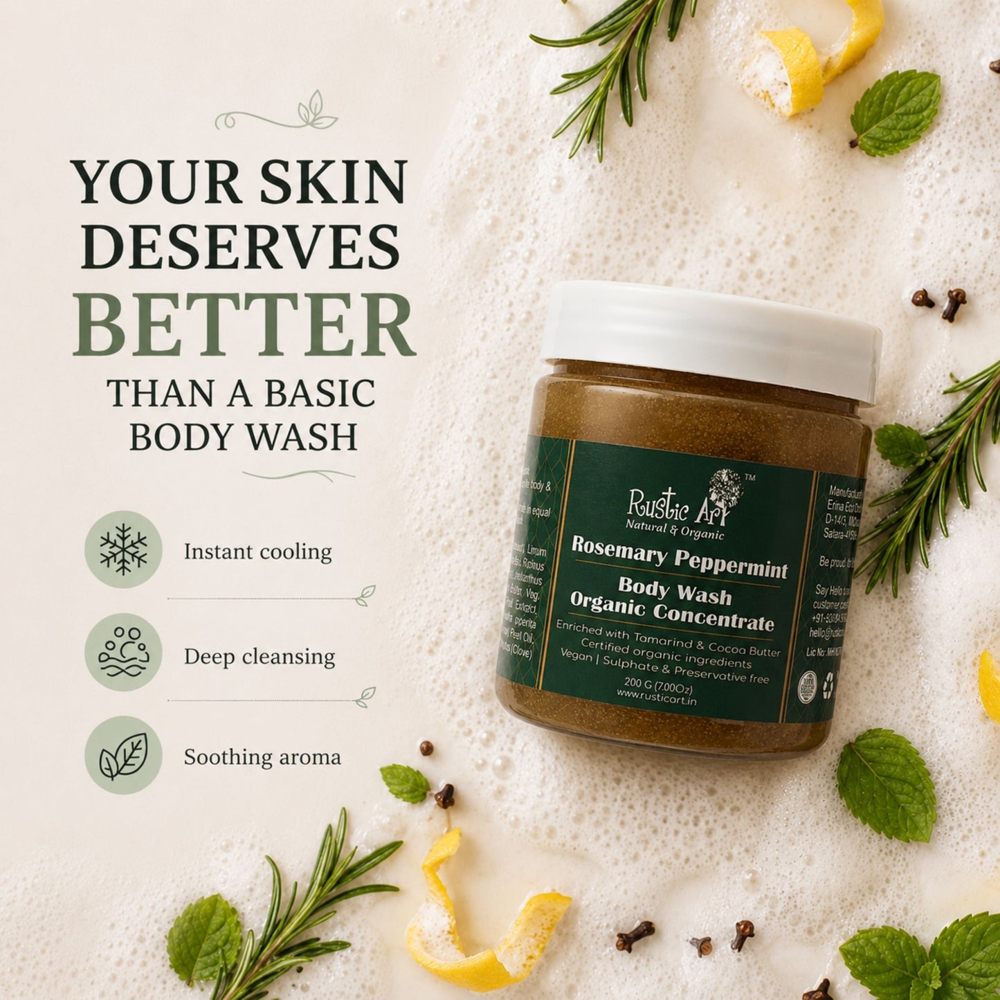 Rosemary Peppermint Body Wash Concentrate 200g
