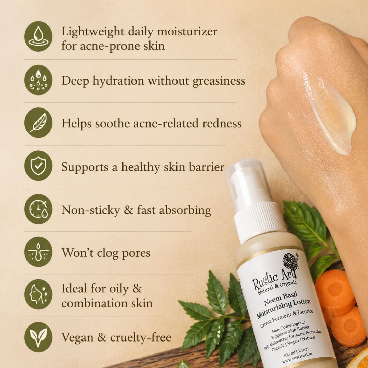 Neem Basil Anti-Acne Moisturizing Lotion (100ml)