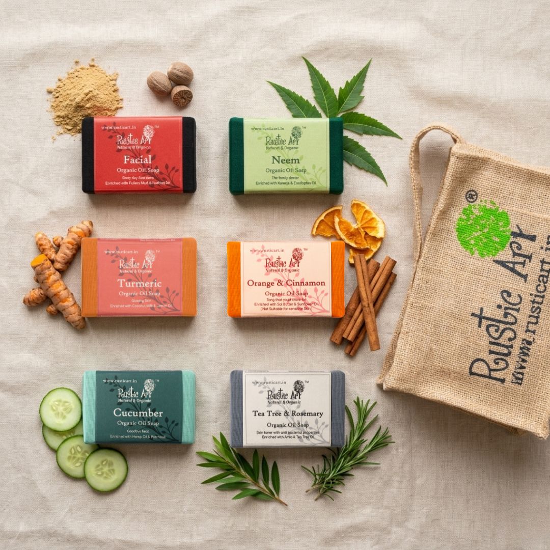 Daily Skin Defense Soap Set | Pack of 6 Soaps + Free Jute Pouch