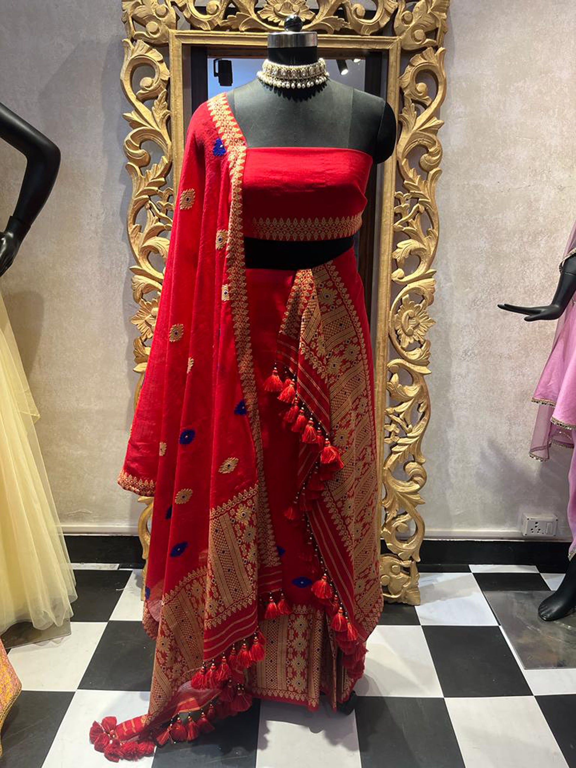 assamese designer dress Assamese Dress Muga Mekhela Authentic Muga Silk Traditional Design Mekhela Chador Set From Assam- Made To