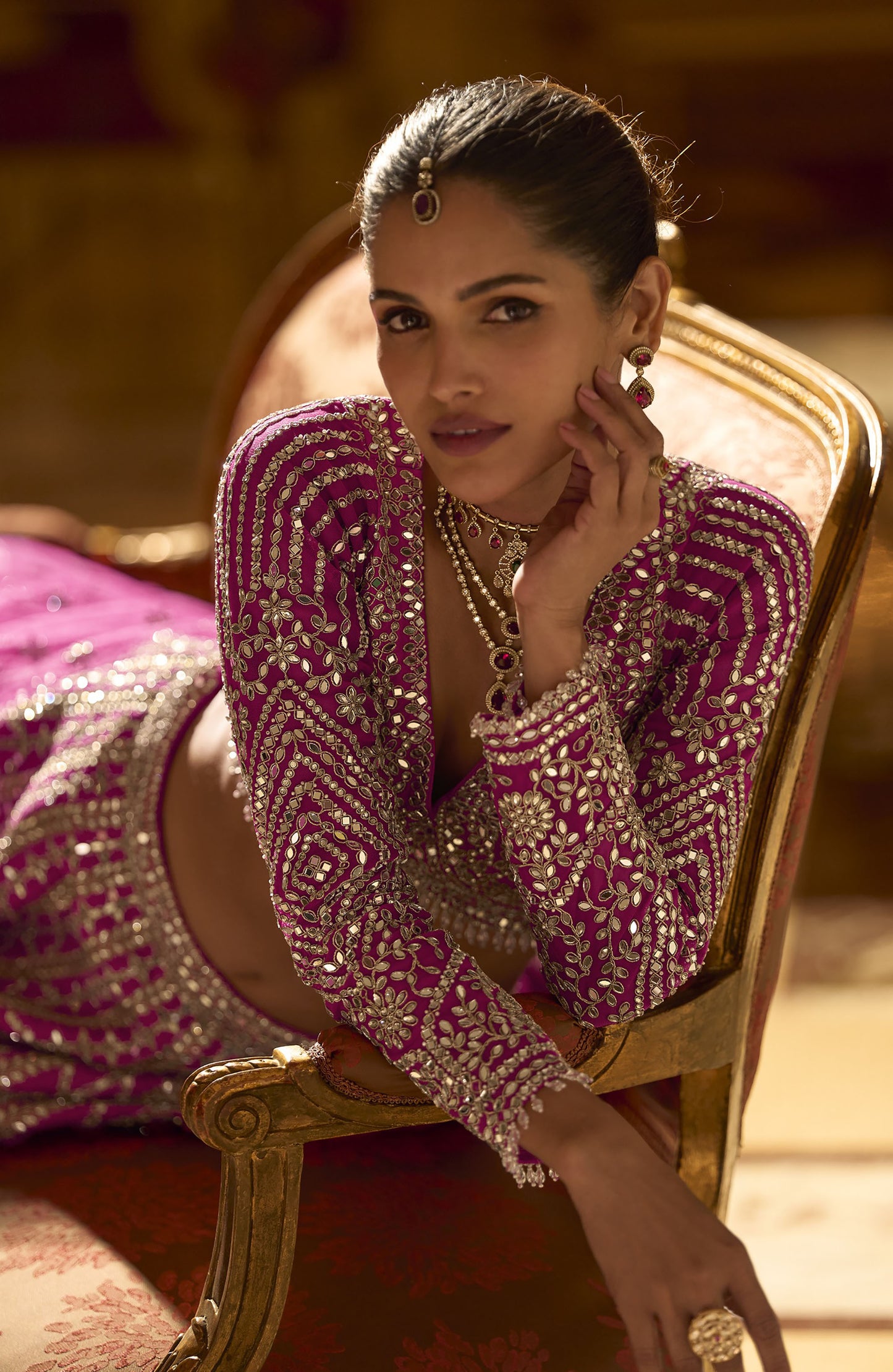 Pink Silk With Zari , Sequins Work Wedding Lehenga Choli