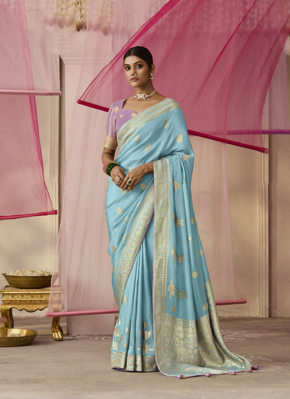 Sky Blue Dola Viscose Silk Premika Saree