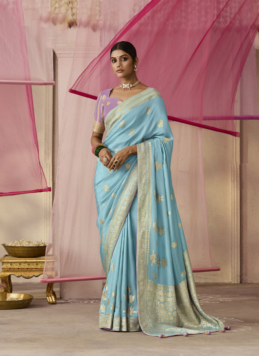 Sky Blue Dola Viscose Silk Premika Saree