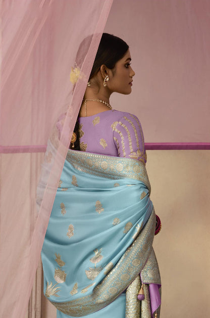 Sky Blue Dola Viscose Silk Premika Saree