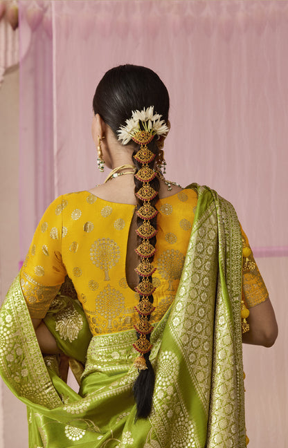 Chartreuse Green Dola Viscose Silk Premika Saree