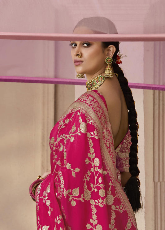 Rani Pink Dola Viscose Silk Premika Saree