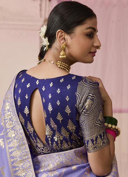 Periwinkle Blue Dola Viscose Silk Premika Saree