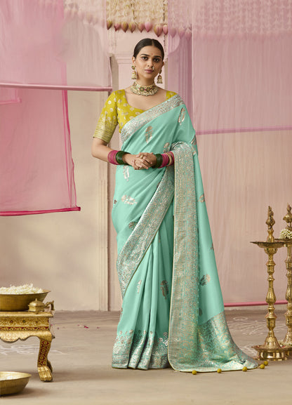 Aqua green Dola Viscose Silk Premika Saree
