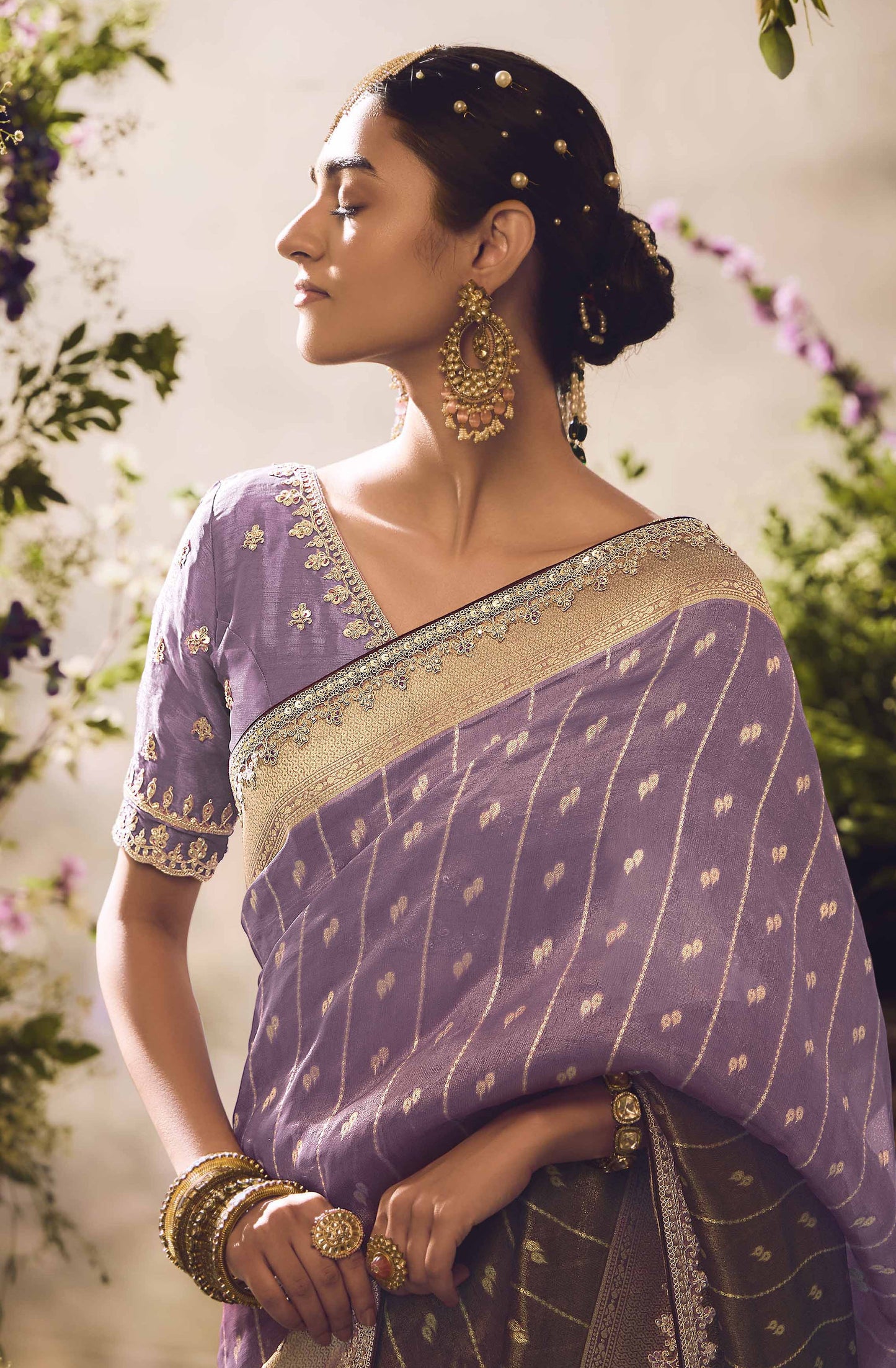 Mauve Banarasi Zari Tissue Khwahish Wedding Saree