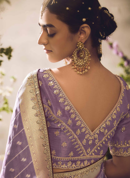 Mauve Banarasi Zari Tissue Khwahish Wedding Saree