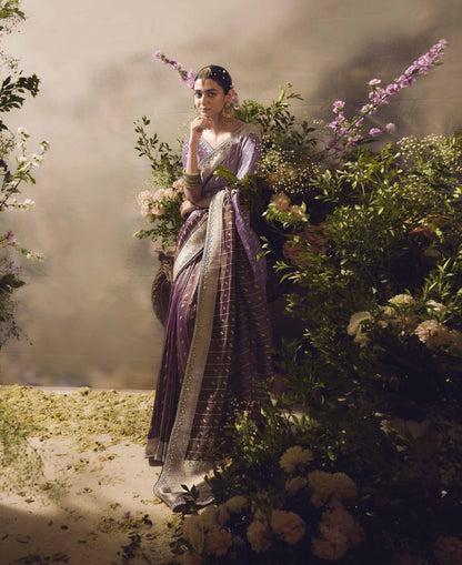 Mauve Banarasi Zari Tissue Khwahish Wedding Saree