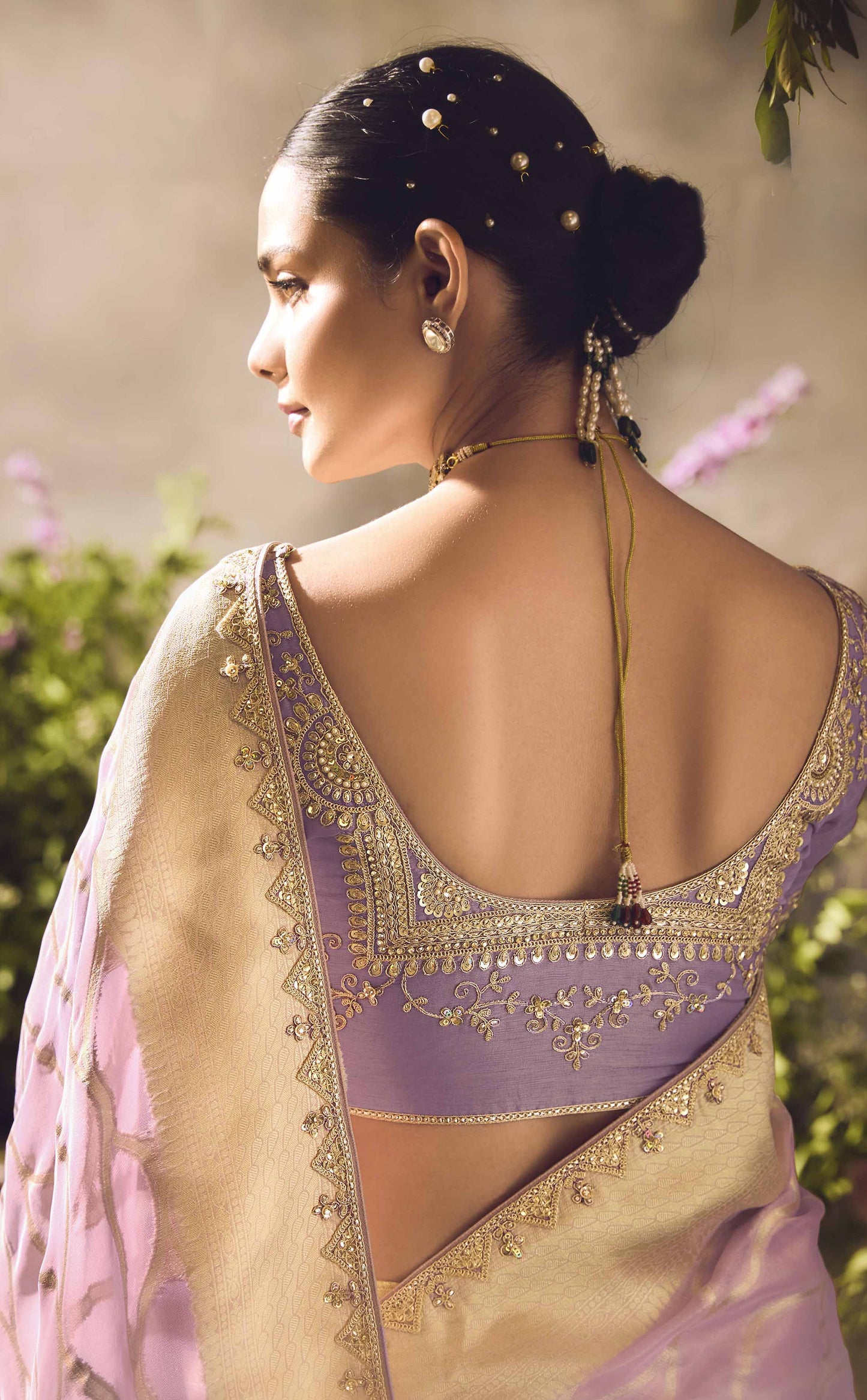 Lilac Banarasi Zari Tissue Khwahish Wedding Saree