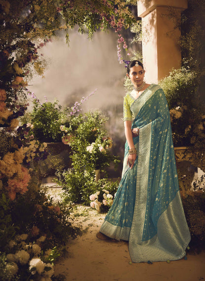 Emerald Green Banarasi Zari Tissue Khwahish Wedding Saree