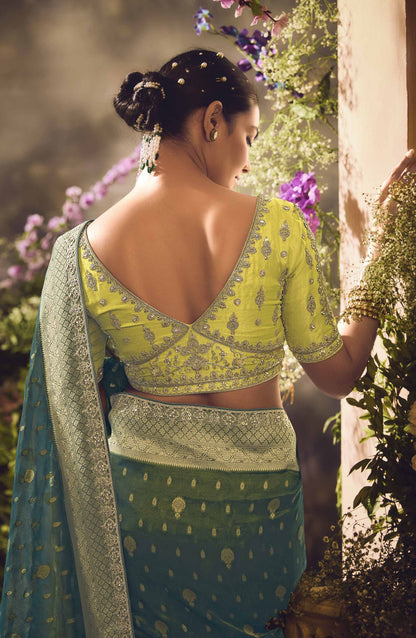 Emerald Green Banarasi Zari Tissue Khwahish Wedding Saree