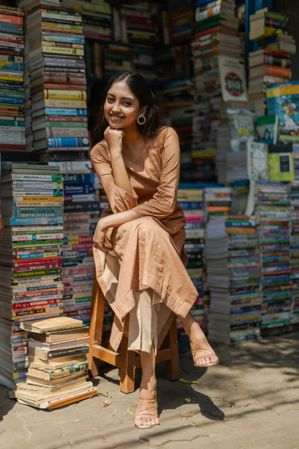 Biscuit Beige Pure South Cotton Woven Kurta Set with Dupatta