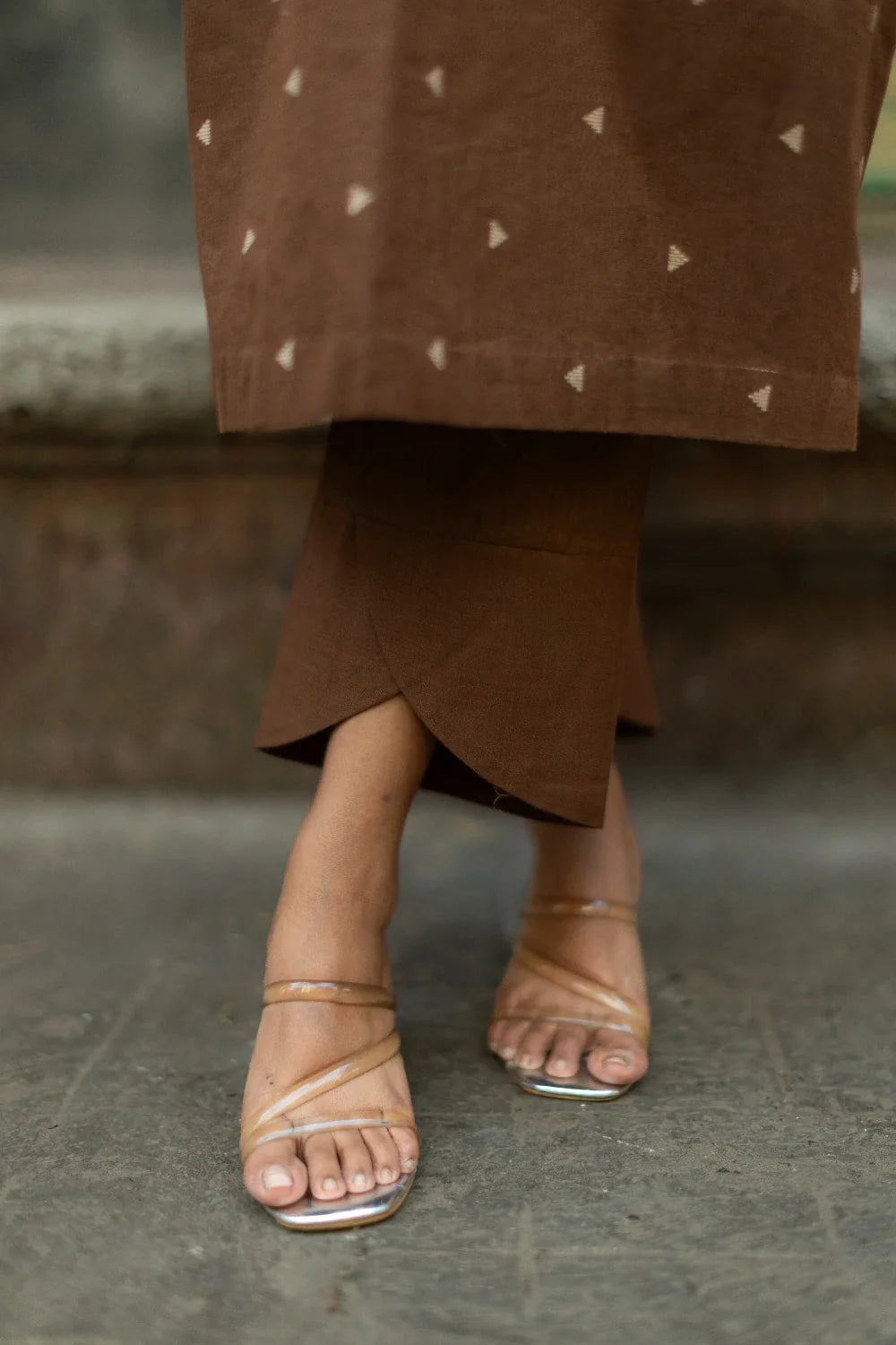 Chocolate Brown Pure South Cotton Woven Kurta Set with Dupatta