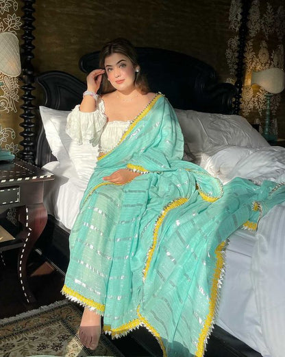 Sea Blue Tohfa Mulmul Saree