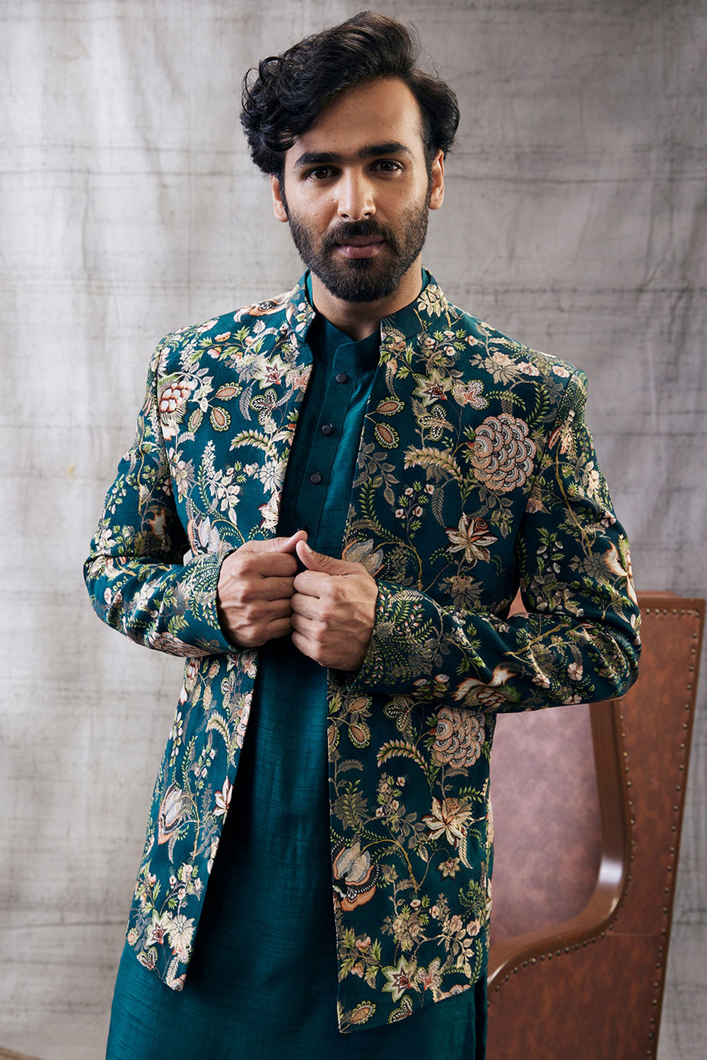 Mehr Printed Jacket With Kurta Set