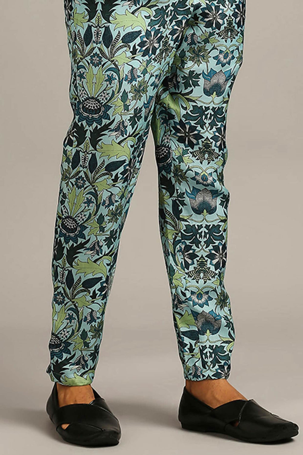 Pastel Floral Printed Bandhgala Set