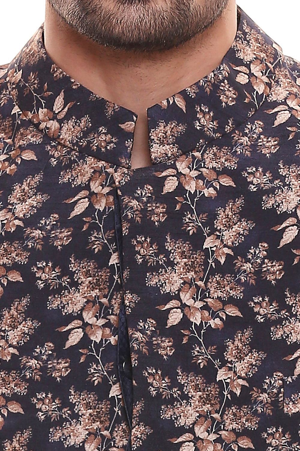 Applique Floral Printed Sherwani And Printed Chudidaar