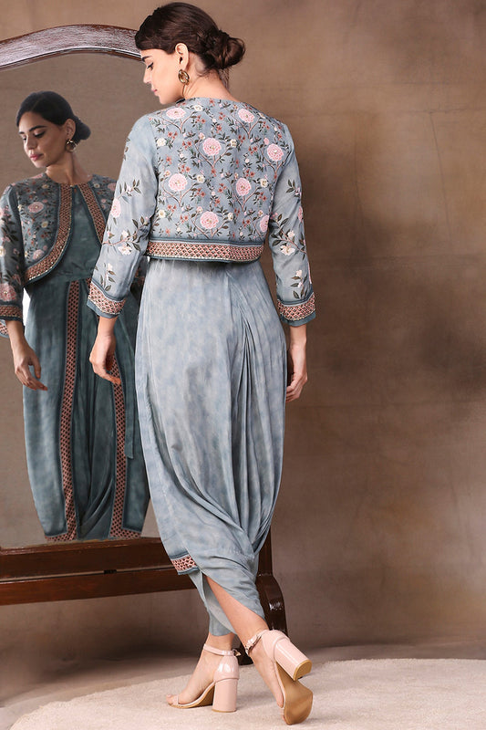 Vintage Trails Printed Dhoti Style Jumpsuit With Jacket