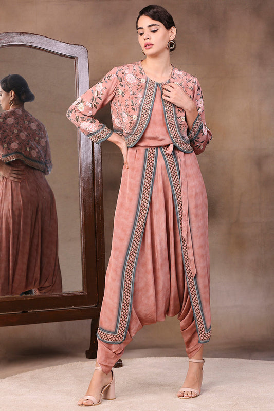 Vintage Trails Printed Dhoti Style Jumpsuit With Jacket