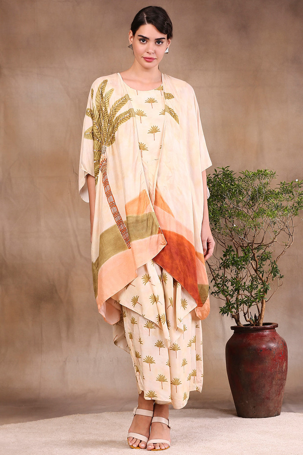 Conversational Printed Jumpsuit With Embroidered Jacket