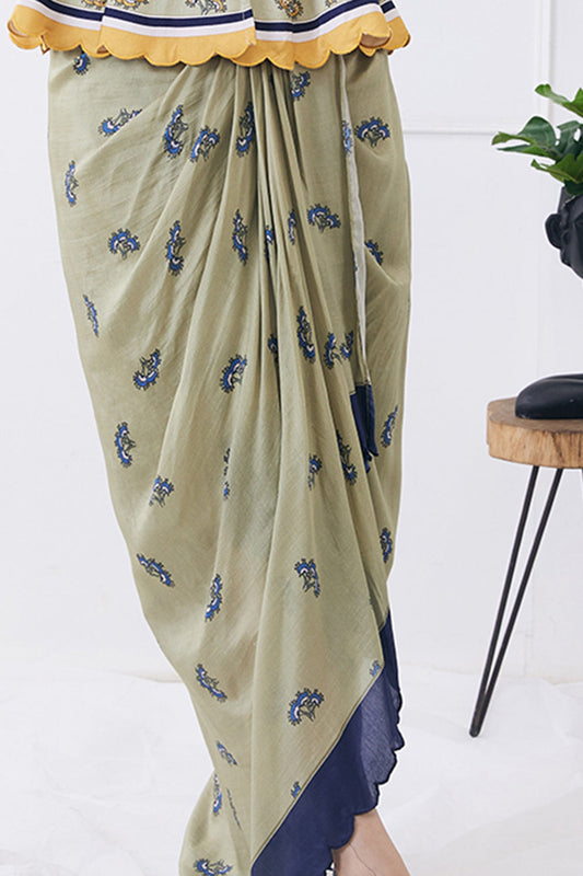 Yasmin Printed Drape Skirt With Peplum Top