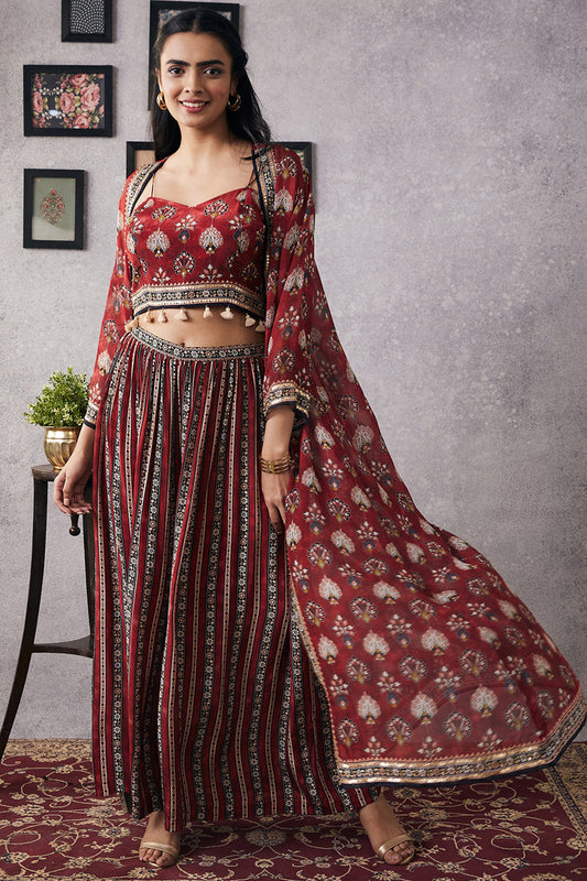 Sarouk Embroidered Co-Ord Set With Jacket