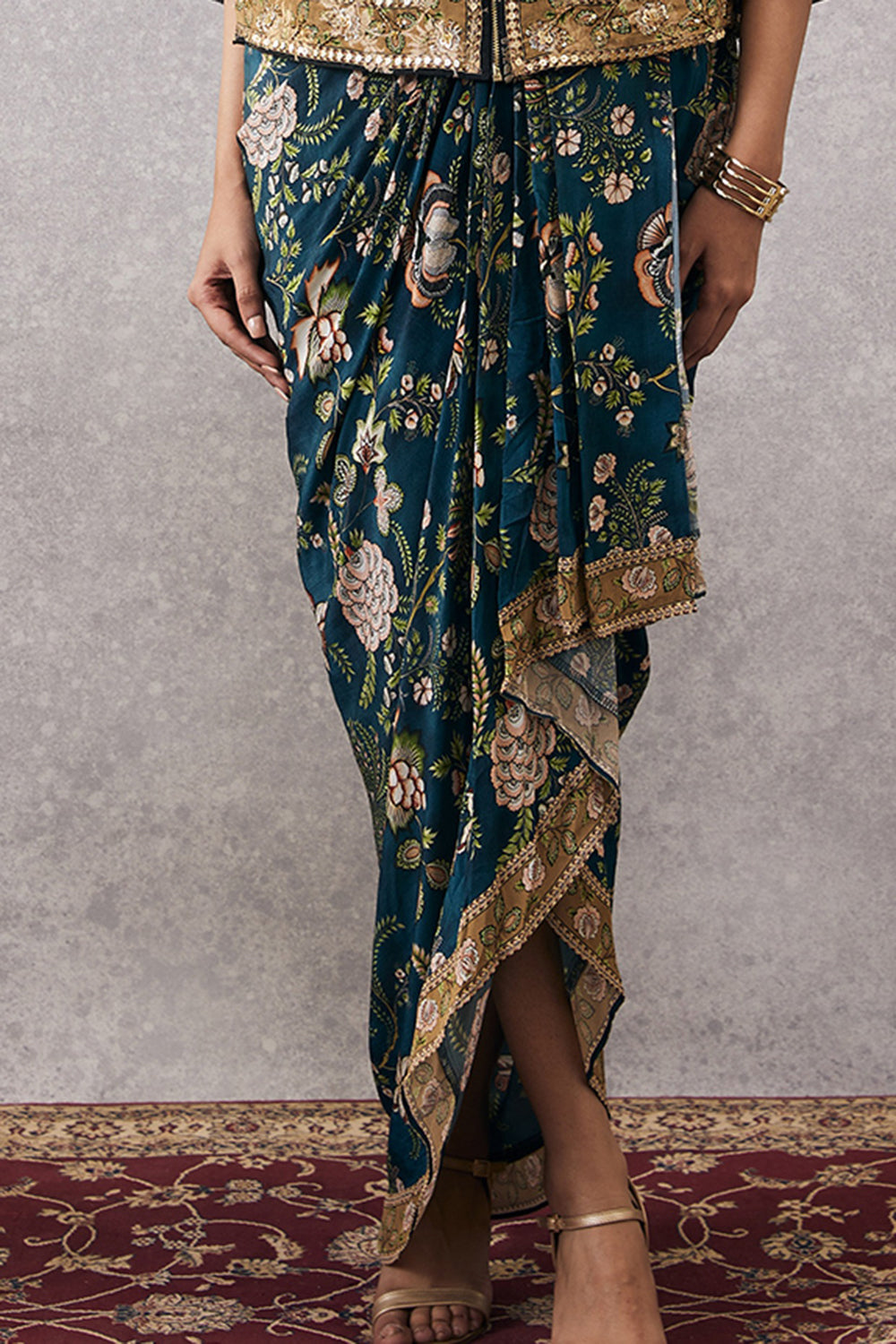 Mehr Printed Drape Dress With Jacket