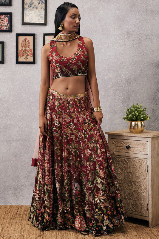 Mehr Embroidered Lehenga Set With Dupatta